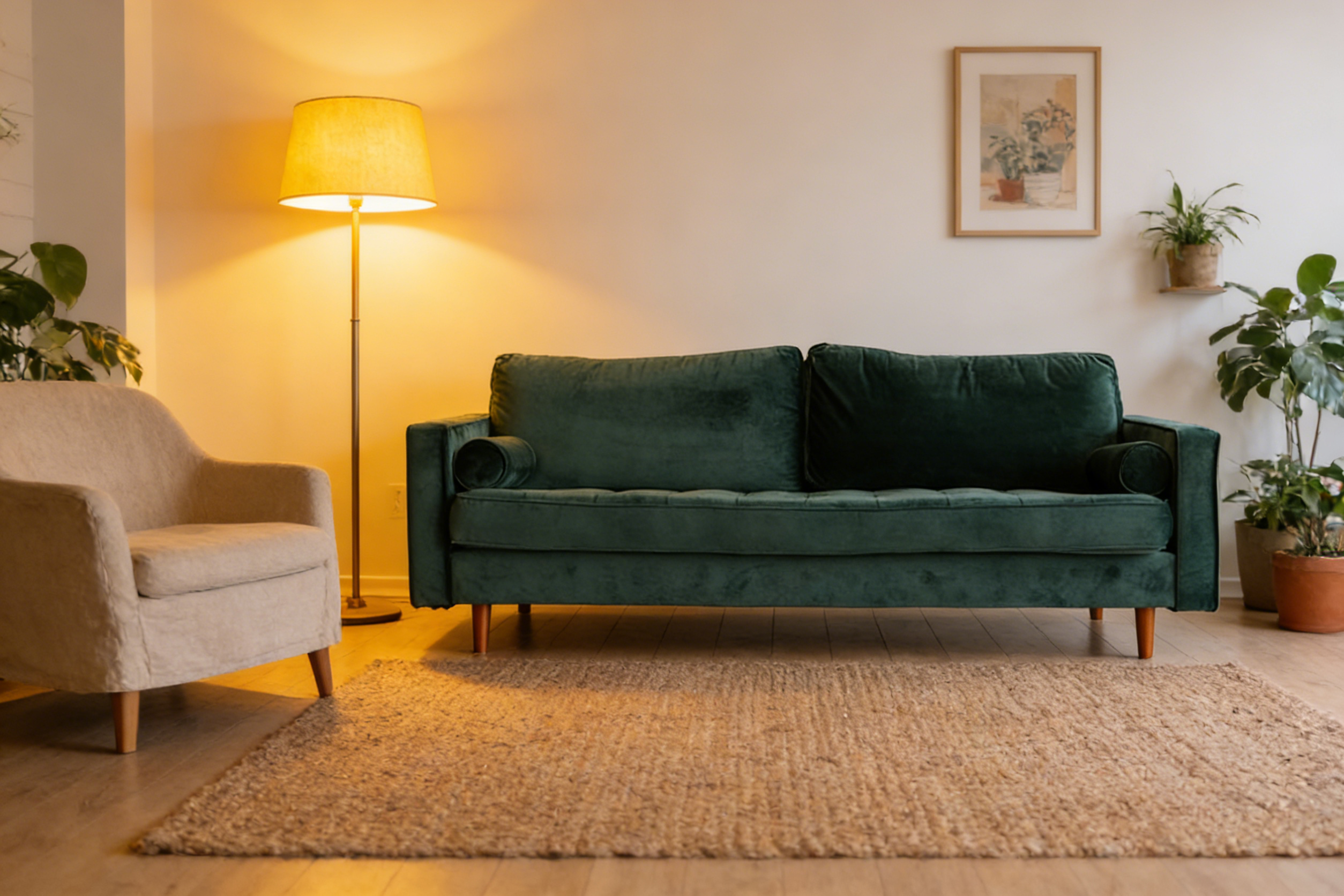 Calm Bett mit Eichenholz-Kopfteil - Grün