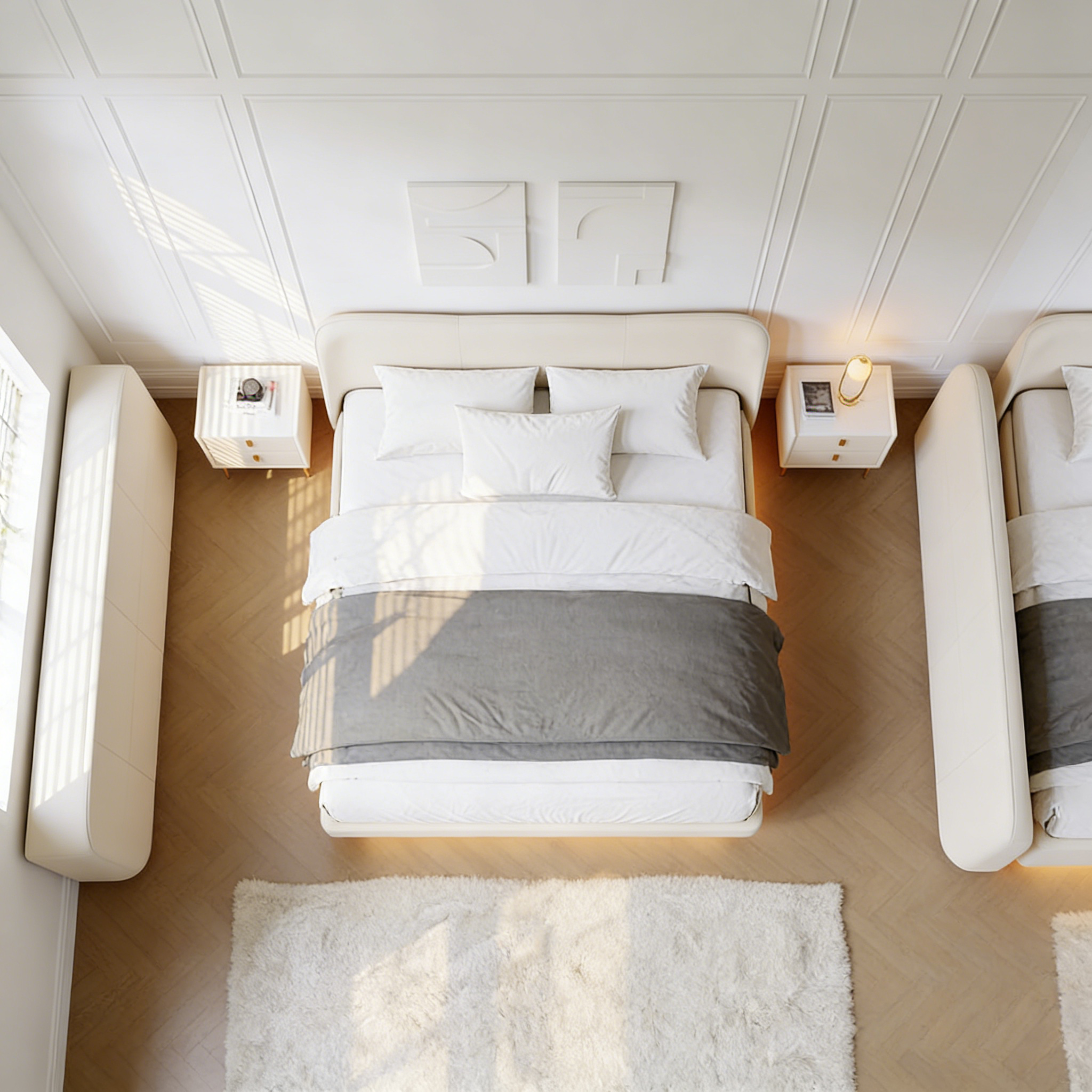 Circle Couchtisch - Glas Tischplatte (Beige)