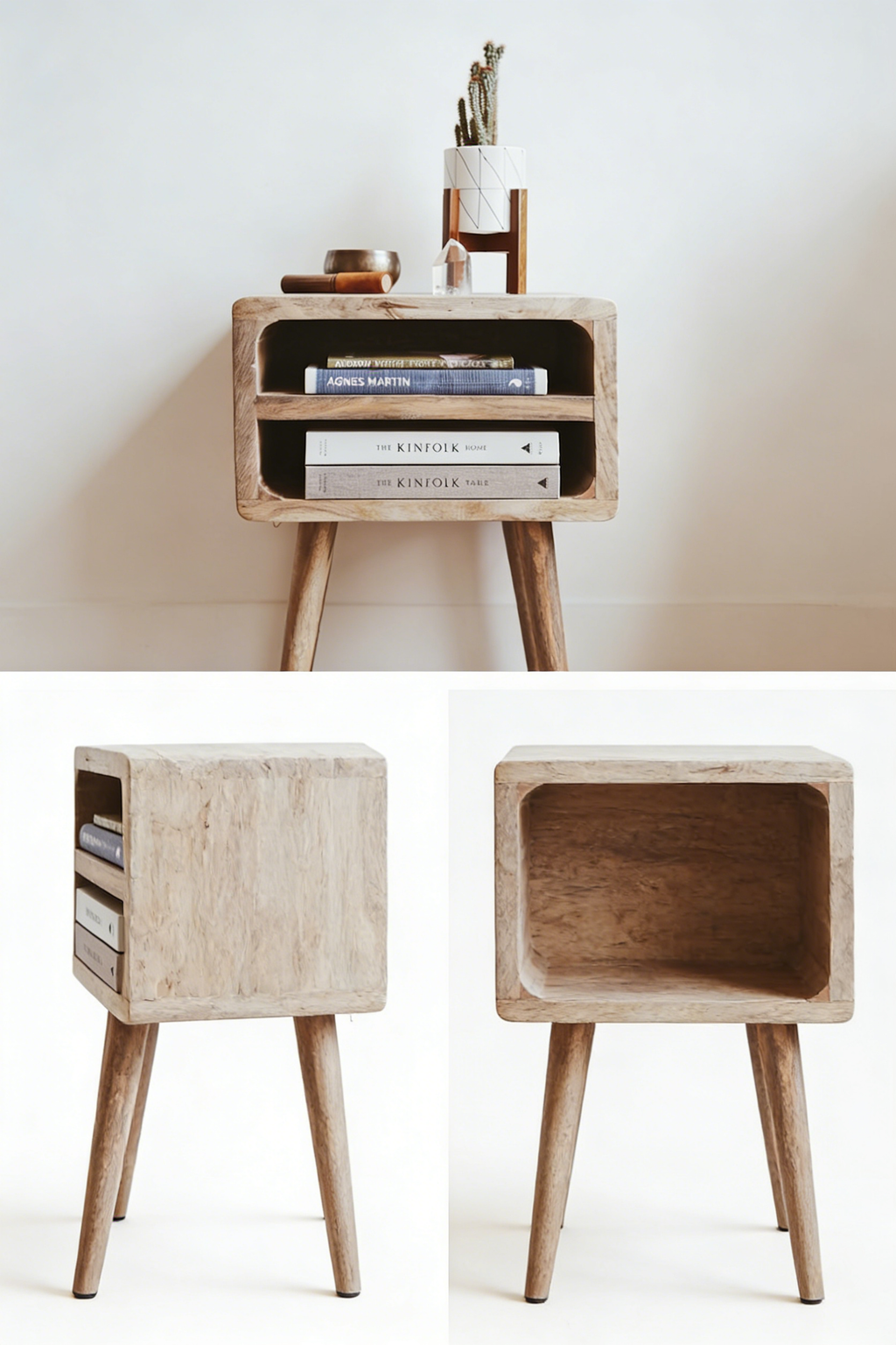 Dream Bett mit Eichenholz-Kopfteil - Grau