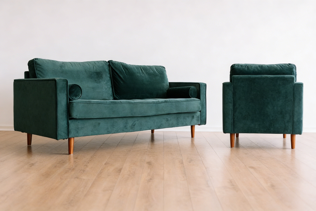 Zen Sofa - Mitte des Jahrhundertses Microfaser Navy