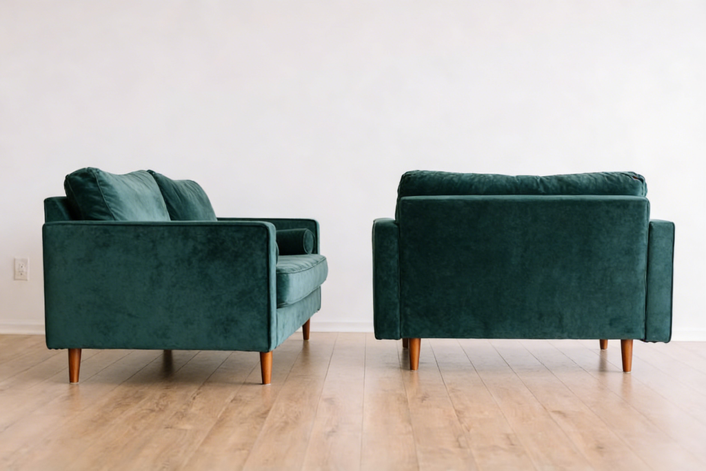 Zen Sofa - Mitte des Jahrhundertses Microfaser Navy